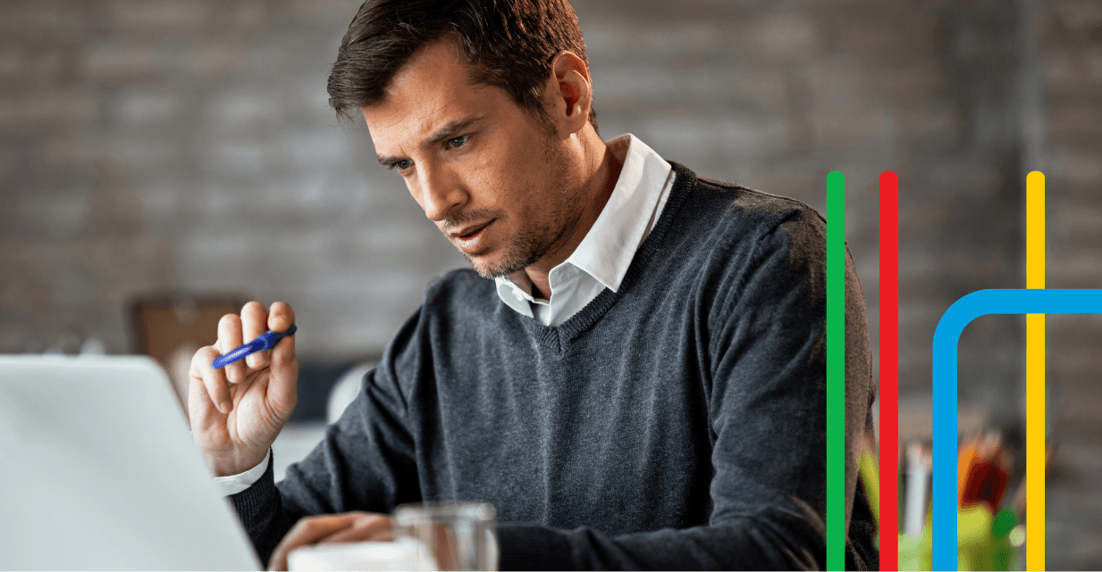 man focused on his laptop