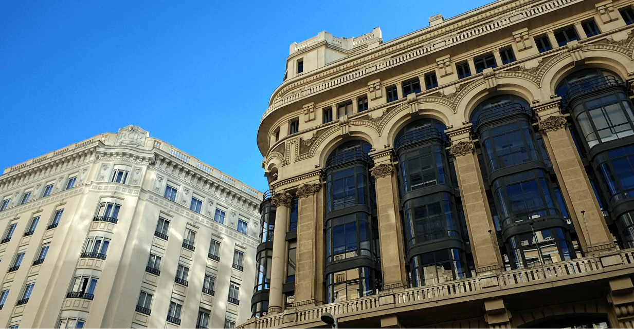 buildings under a clear blue sky