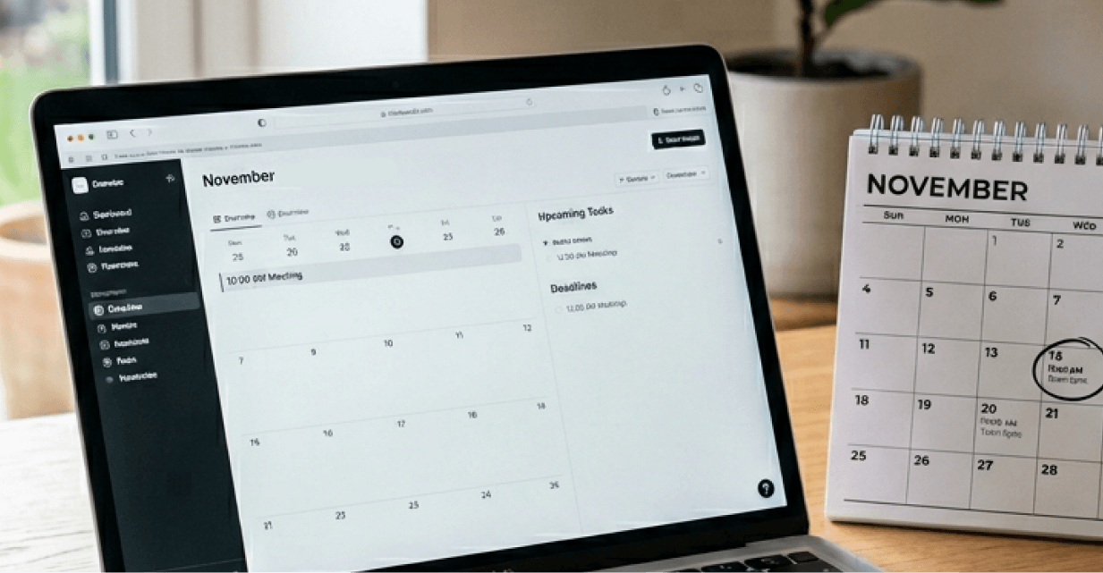 laptop with calendar on screen